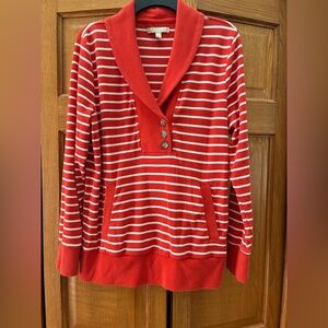 Banana Republic Orange and White Striped Top